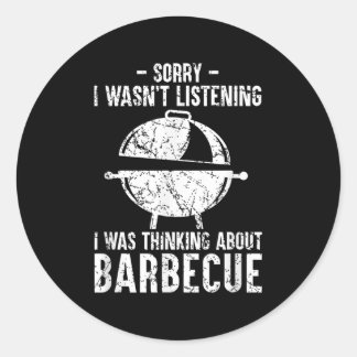 Grappige BBQ barbecue grill grillen grap roken vle Ronde Sticker