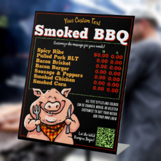 Grappige BBQ Barbeque Menu Varken Gebraden Grill V Reclamebord Met Voetstuk