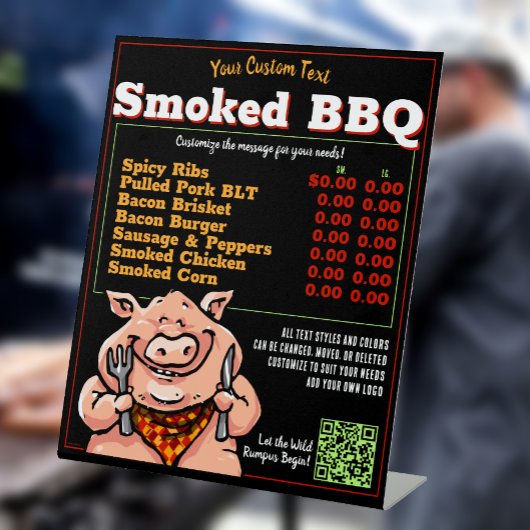 Grappige BBQ Barbeque Menu Varken Gebraden Grill V Reclamebord Met Voetstuk