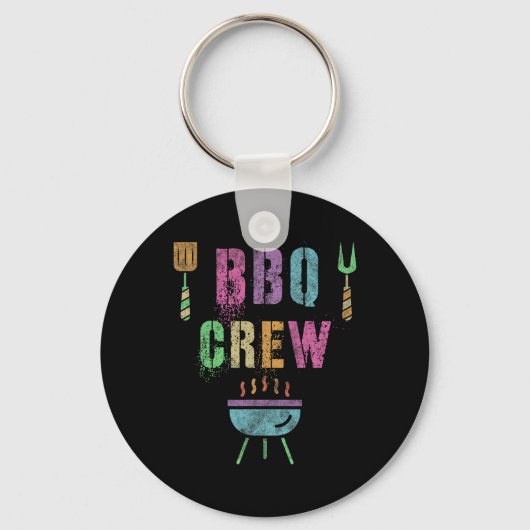 Grappige Bbq-Bemanning Grill Chef Kookploeg Koken Sleutelhanger (Voorkant)