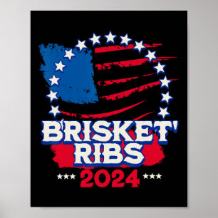 Grappige Bbq Brisket Ribs Patriottische Politieke Poster
