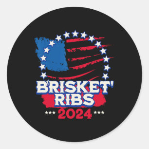 Grappige Bbq Brisket Ribs Patriottische Politieke Ronde Sticker