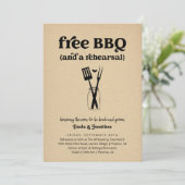 Grappige BBQ bruiloft repetitie diner uitnodiging (Staand voorkant)