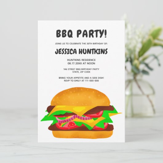 Grappige bbq burger 30ste verjaardagsfeestje plaid kaart (Staand voorkant)