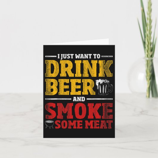 Grappige BBQ Chef Bier Gerookt Vlees Liefhebber Gi Kaart (Voorkant)