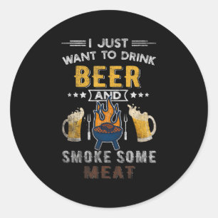 Grappige BBQ chef bier gerookt vlees liefhebber zo Ronde Sticker