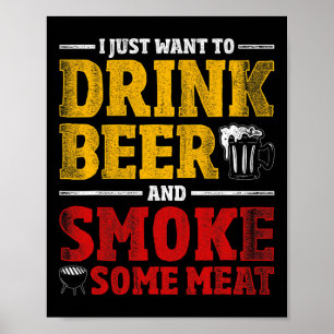 Grappige Bbq Chef Bier Gerookt Vleesliefhebber Ges Poster