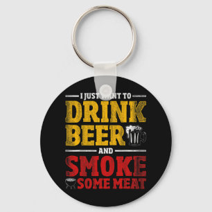 Grappige Bbq Chef Bier Gerookt Vleesliefhebber Ges Sleutelhanger