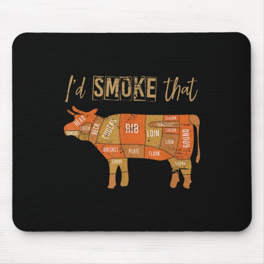 Grappige BBQ Chef Gerookt Vlees Grill Master Gift Muismat (Voorkant)