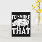 Grappige BBQ chef-kok is rook die grappige gerookt Kaart (Gele Bloem)