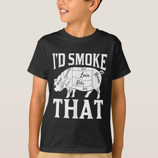 Grappige BBQ chef-kok is rook die grappige gerookt T-shirt (Voorkant)