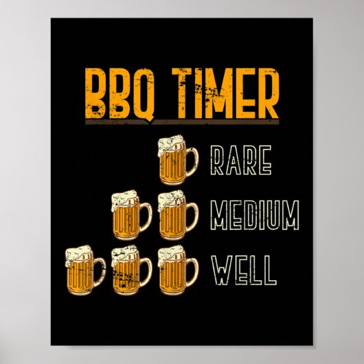 Grappige BBQ Chef Smoke Meat Craft Beer Gift Barbe Poster (Voorkant)