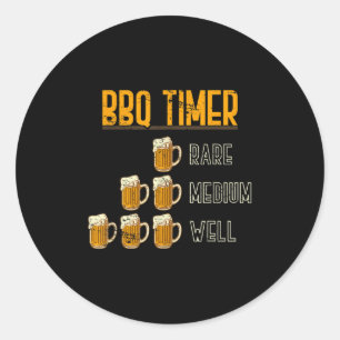 Grappige BBQ Chef Smoke Meat Craft Beer Gift Barbe Ronde Sticker