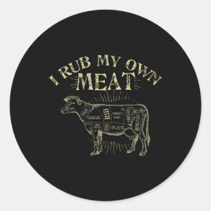 Grappige Bbq Chef T-shirt Ik Wrijf Mijn Eigen Vlee Ronde Sticker
