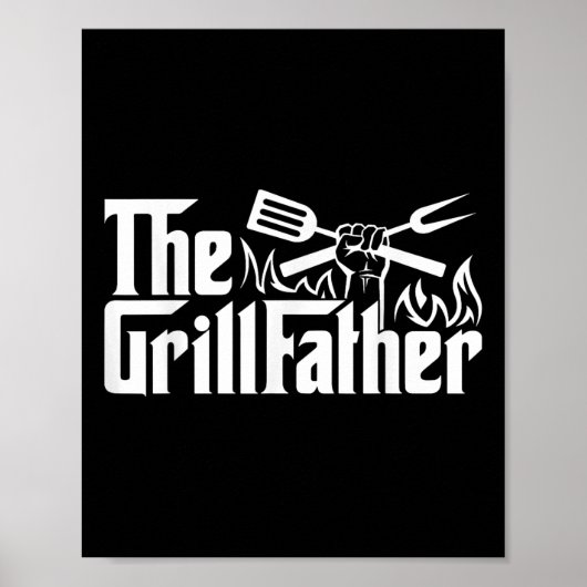 Grappige BBQ Dad Retro Grill Vader Mannen Vaderdag Poster (Voorkant)