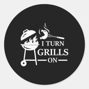 Grappige Bbq- en Grillspreuk Ik Zet Grills Aan Ronde Sticker