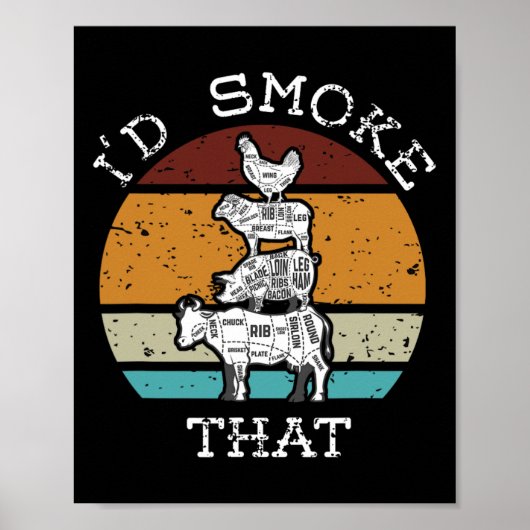 Grappige Bbq Feest Roker Ik Zou Dat Roken Voor Pap Poster (Voorkant)