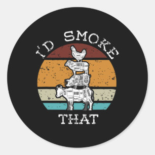 Grappige Bbq Feest Roker Ik Zou Dat Roken Voor Pap Ronde Sticker