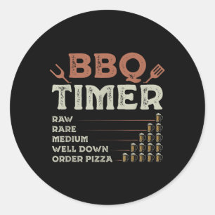 Grappige BBQ Grill Chef Grillen Master Barbecue Li Ronde Sticker
