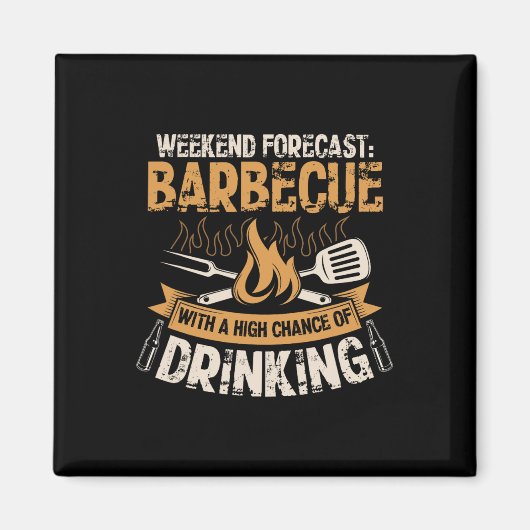 Grappige Bbq Grill Chef Grilling Master Rbecue Lie Magneet (Voorkant)