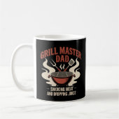 Grappige BBQ Grill Master Dad Embleem met Retro St Koffiemok (Links)