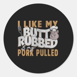Grappige Bbq Grill Spreuk Varken Getrokken Varkens Ronde Sticker