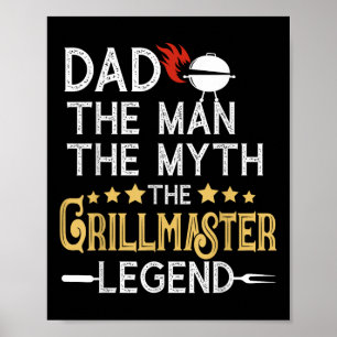 Grappige bbq grill vader het Man de mythe de legen Poster