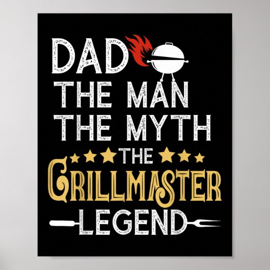 Grappige bbq grill vader het Man de mythe de legen Poster (Voorkant)
