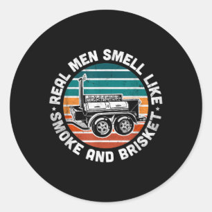 Grappige BBQ grillen echte Mannen ruiken naar rook Ronde Sticker