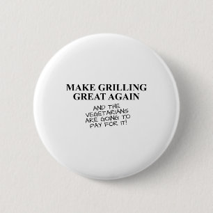 Grappige BBQ Grillen Roken Lover T Shirt Trump Quo Ronde Button 5,7 Cm