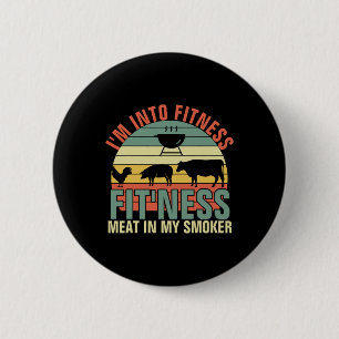 Grappige Bbq Ik Doe Aan Fitness Fit'ness Vlees In  Ronde Button 5,7 Cm