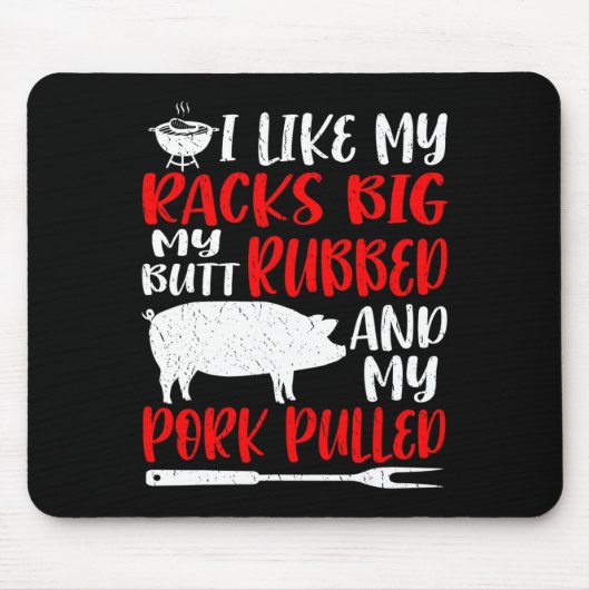 Grappige Bbq Ik Hou Van Mijn Rakken Groot Mijn Kon Muismat (Voorkant)