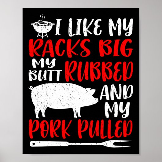 Grappige Bbq Ik Hou Van Mijn Rakken Groot Mijn Kon Poster (Voorkant)
