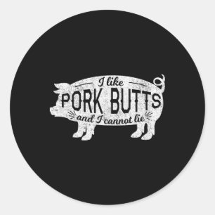 Grappige Bbq Ik Hou Van Varkensvlees En Kan Het Ni Ronde Sticker