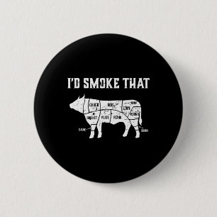 Grappige bbq ik zou roken die Koe premie Ronde Button 5,7 Cm