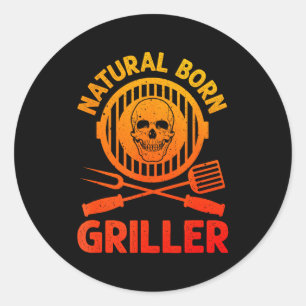 Grappige Bbq Kunst Voor Mannen Vrouwen Die Vlees G Ronde Sticker