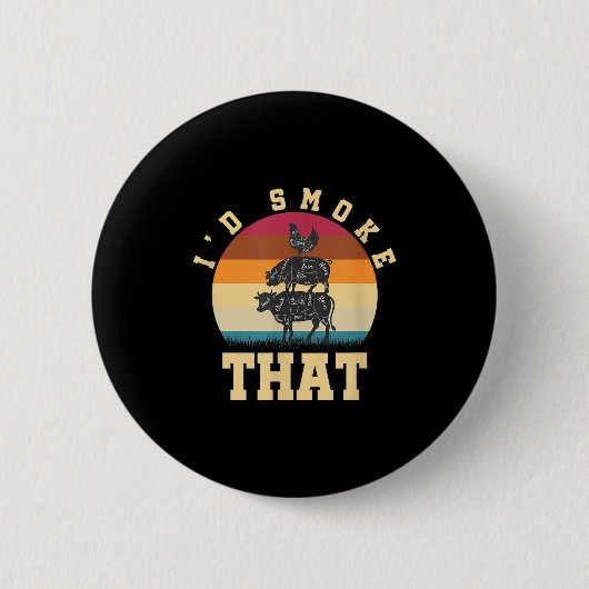 Grappige BBQ-mannen barbecuefeest cadeau retro bar Ronde Button 5,7 Cm (Voorkant)