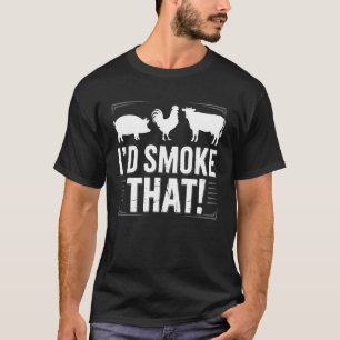 Grappige BBQ Pitmaster Vlees Brisket Ribben Rookov T-shirt
