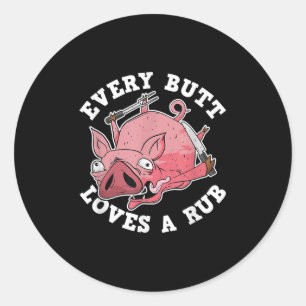 Grappige bbq roker elke kont houdt van een wrijf g ronde sticker