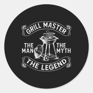 Grappige BBQ roker grill meester van het Man The M Ronde Sticker