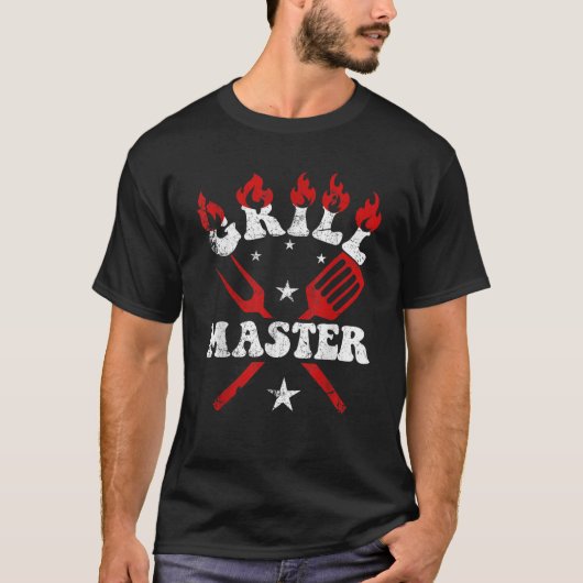 Grappige BBQ Roker Grillen Grillmaster T Shirt (Voorkant)