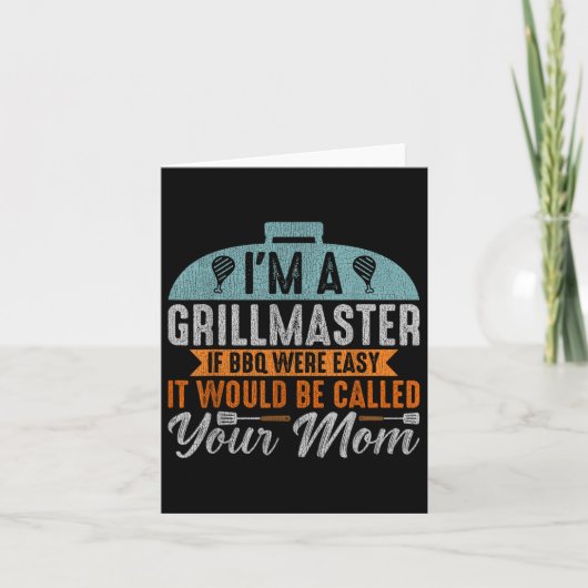 Grappige BBQ Roker In Een Grillmaster Mannen Grill Kaart (Voorkant)