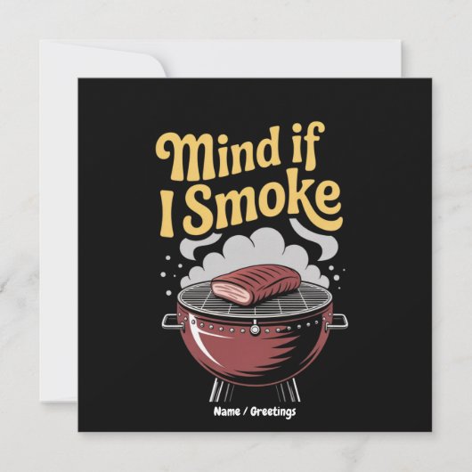 Grappige BBQ-roker "Mag ik roken?" grillen Kaart (Voorkant)