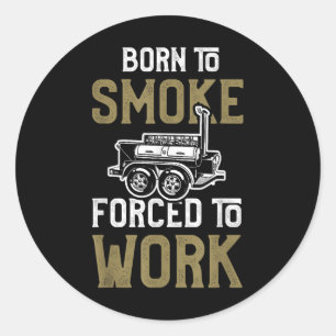 Grappige BBQ Roker Shirt Barbecuer Roken Vlees Pit Ronde Sticker