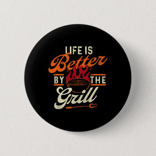 Grappige Bbq-shirts Het Leven Is Beter Ronde Button 5,7 Cm