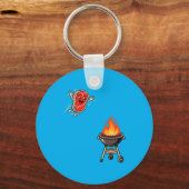 Grappige Bbq Steak Die In Grill Springt Barbecue M Sleutelhanger (Voorkant)