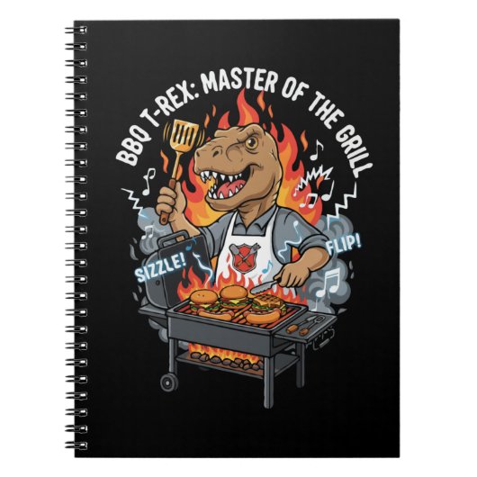 Grappige BBQ T-Rex Grillmeester Dinosauriër Vader Notitieboek (Voorkant)