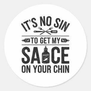 Grappige BBQ T - shirts voor mannen Vrouwen Grille Ronde Sticker