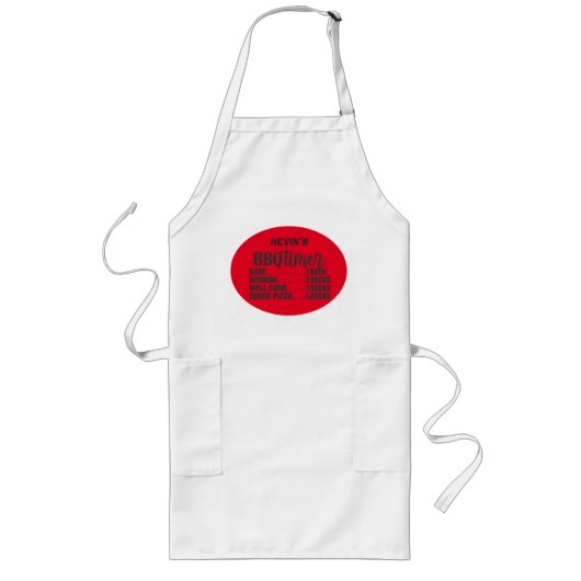 Grappige BBQ-timer achtertuin chef personaliseren Lang Schort (Voorkant)