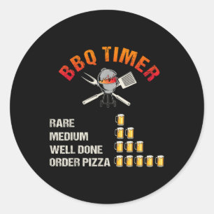Grappige BBQ Timer, barbecue, grill, grillen _1 Ronde Sticker
